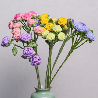 Hand-crocheted Spray Rose Flower