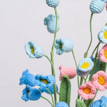 Hand-crocheted Colored Lily of the Valley Flower