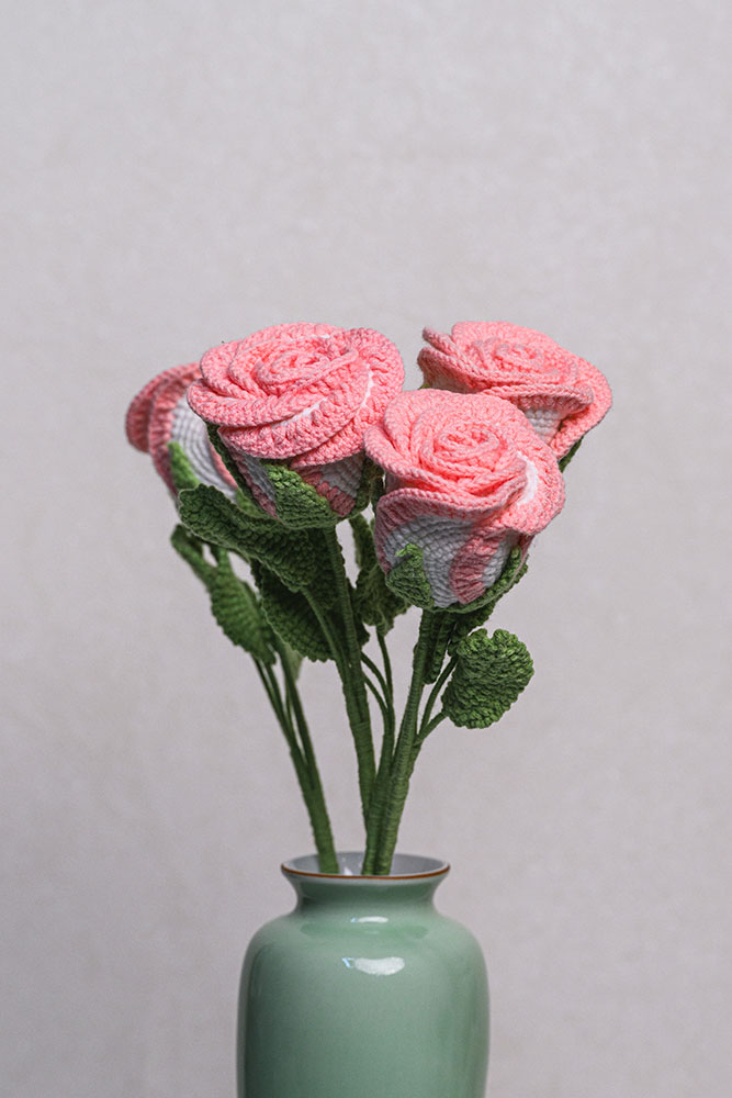 Hand-crocheted Pink Rose Flower - Image 2