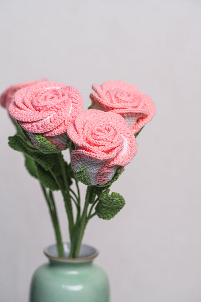 Hand-crocheted Pink Rose Flower - Image 4