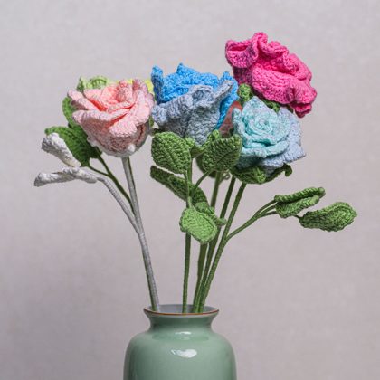 Hand-crocheted Multicolored Rose Flower