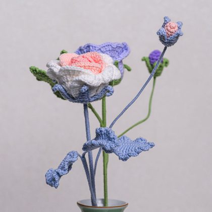 Hand-crocheted Rosebud Flower