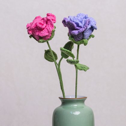 Hand-crocheted Ruffled Rose Flower