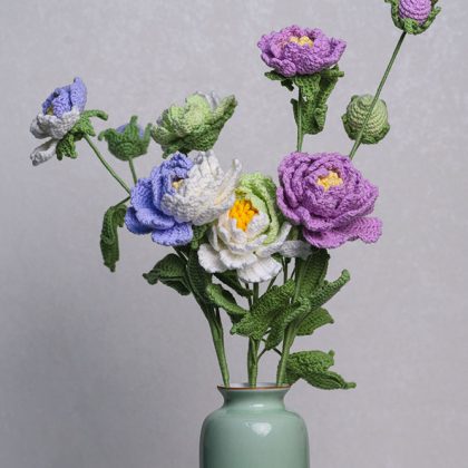 Hand-crocheted Twin Peony Flower