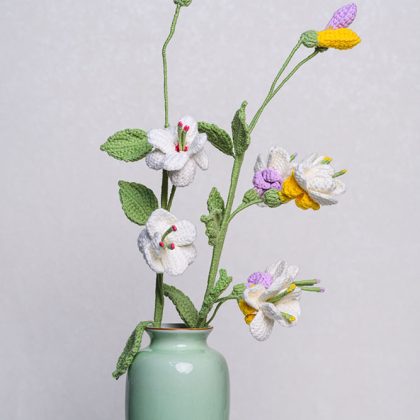 Hand-crocheted Golden Bell Begonia Flower