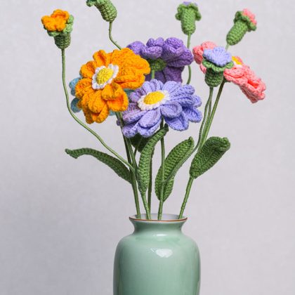 Hand-crocheted Double-Layer Zinnia Flower