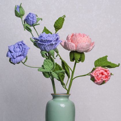 Hand-crocheted Peony Flower